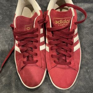 Men’s Adidas Campus burgundy shoes size 10